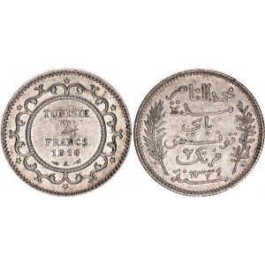 Tunisia 2 Francs 1916 A AH 1335