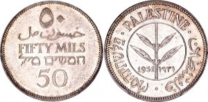 Palestine 50 Mils 1931 PCGS MS64 R2