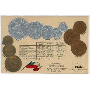 Chile Post Card Coins of Chile 1904 - 1912 (ND)