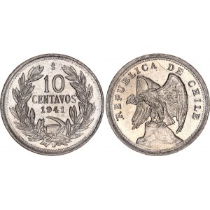 Chile 10 Centavos 1941 So Die Crack Error