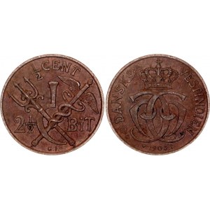 Danish West Indies 1/2 Cent / 2-1/2 Bit 1905 P GI