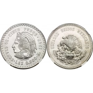 Mexico 5 Pesos 1947 Mo NGC UNC