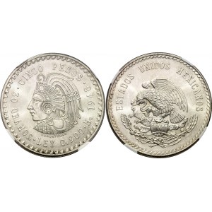 Mexico 5 Pesos 1948 Mo NGC MS64
