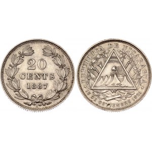 Nicaragua 20 Centavos 1887 H