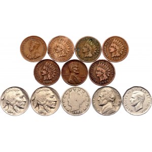 America Lot of 12 Coins 1867 - 1961
