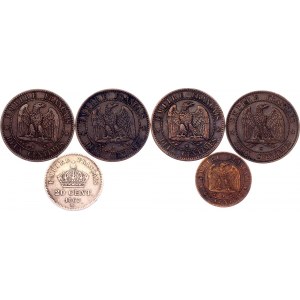 France Lot of 6 Coins 1862 -1867