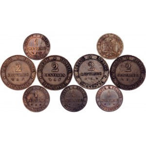 France Lot of 9 Coins 1862 -1890