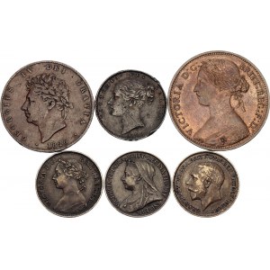 Great Britain Lot of 6 Coins 1826 - 1916