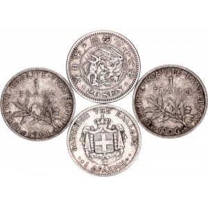 World Lot of 4 Silver Coins 1868 - 1906