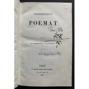 [KRASIŃSKI Zygmunt ] Niedokończony poemat. Paryż [1860]