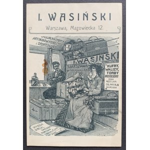 [REKLAMA] I.WASIŃSKI. Warszawa ulica Mazowiecka 12.