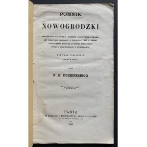 [Wielka Emigracja] DUCHIŃSKI Franciszek Henryk - Pomnik Nowogrodzki. Paryż [1861]