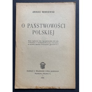 NIEMOJEWSKI Andrzej - O państwowości polskiej. Warszawa [1920]