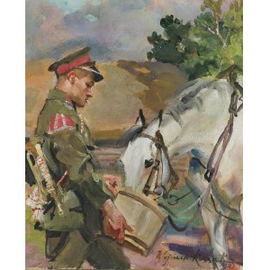 Wojciech Kossak, THREATENER POING A HORSE, 1923