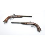 FAURÉ - LEPAGE RUSSELLING MANUFACTURE (seit 1717; Firma Fauré-Lepage aktiv 1865-1913), Paar Mützenpistolen, in einem Etui mit Zubehör für die Aufbereitung der Waffen