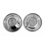Dwa talerzyki srebrne z monetami, Hiszpania, XX w.