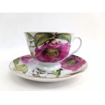 Decorative porcelain cup with saucer, Yamasen, Japan