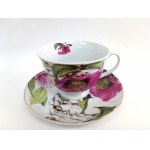 Decorative porcelain cup with saucer, Yamasen, Japan