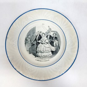 Porcelánový hovoriaci tanier, LM &amp; Cie, 19. storočie, Francúzsko
