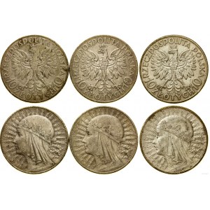 Polen, 3 x 10 Zloty, 2 x 1932 (mit und ohne Vorzeichen), 1933, Warschau und England