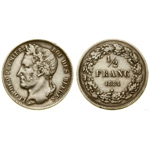 Belgia, 1/2 franka, 1834, Belgia