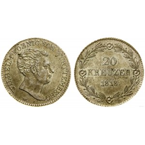 Germany, 20 krajcars, 1818 W, Stuttgart