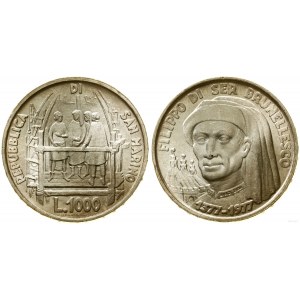 San Marino, 1,000 lira, 1977, Rome