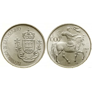 San Marino, 1.000 lirów, 1981, Rzym