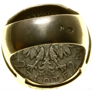 Polsko, pečetní prsten s ženskou hlavou v čepici (2 zloté 1933)