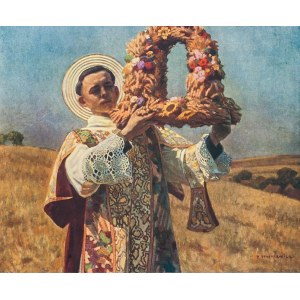 Piotr STACHIEWICZ, Polen (1858 - 1938), ŚWIĘTY WAWRZYNIEC NIENIE Z POLA WIENEC (Der Heilige Laurentius trägt einen Kranz vom Feld), ca. 1907.