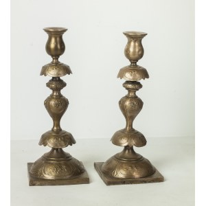 NORBLIN Plater Factory in Warsaw, 19th/20th century, Pair of Sabbath candlesticks, 19th/20th century.