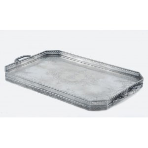 Silver tray with initials SJ
