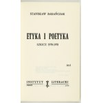 BARAŃCZAK S. - Etyka i poetyka. Szkice 1970-1978. Wyd. I