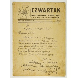 CZWARTAK. Pismo - Komunikat Komendy Koła 4 P. P. Leg. Pol. - Czwartaków. Warszawa 1937. 4. brosz. Nr 3-4: XII 1937....