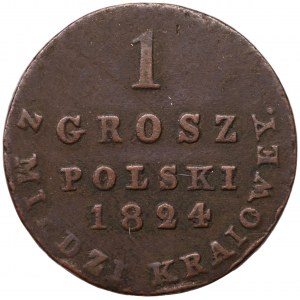 KRÓLESTWO POLSKIE - 1 grosz 1824 z MIEDZI KRAJOWEY
