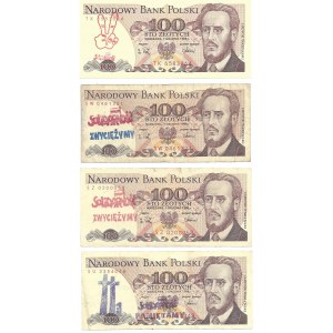 SOLIDARNOŚĆ - zestaw 4 banknotów z nadrukami po 1990 roku