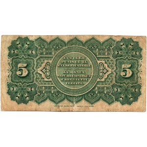 WŁOCHY - 5 lirów 1874 - rzadki banknot
