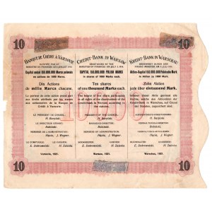 Bank Kredytowy w Warszawie - 10 x 1000 marek polskich 1921