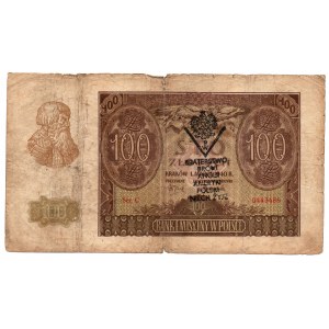100 złotych 1940 - stempel - BRATERSTWO BRONI ANGLII AMERYKI POLSKI...