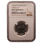 1 złoty 1986 - Mint Error - końcówka blachy