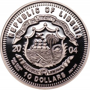 LIBERIA -10 dolarów 2004 - Bielik Amerykański - Ag 999 + brylanty