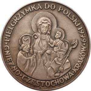 Srebrny medal - Ojciec Święty Jan Paweł II - Pielgrzymka do Polski 1979 - Gniezno Częstochowa Kraków