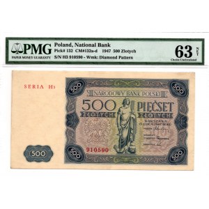 500 złotych 1947 - H3 - PMG 63 NET