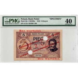 5 złotych 1919 - S.15.A - SPECIMEN - PMG 40