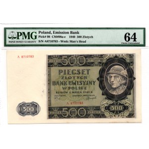 500 złotych 1940 - A - PMG 64