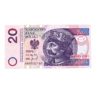 20 złotych 1994 - AA 0032181 - druk TDLR Londyn