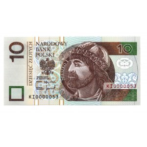 10 złotych 1994 - KI 0000053 - atrakcyjny numer seryjny