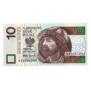 10 złotych 1994 - KI 0000254 - atrakcyjny numer seryjny