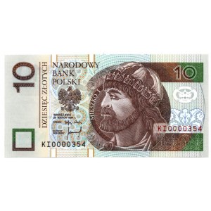 10 złotych 1994 - KI 0000354 - atrakcyjny numer seryjny