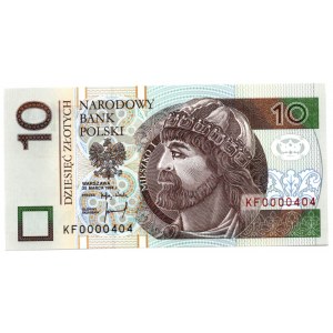 10 złotych 1994 - KF 0000404 - atrakcyjny numer seryjny
